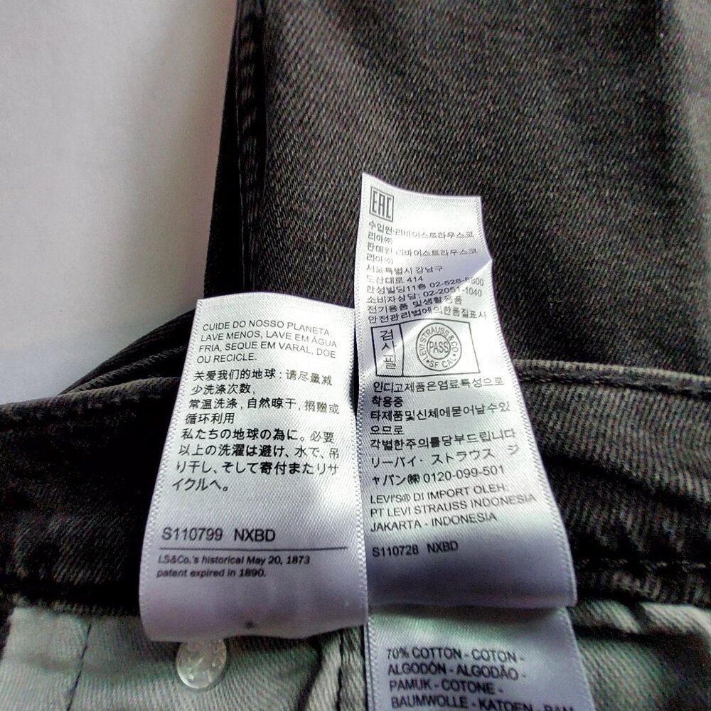 Levis 412 Slim Stretch Black Denim Shorts 9" Inseam Eco Performance Mens Size 40 - Picture 12 of 15